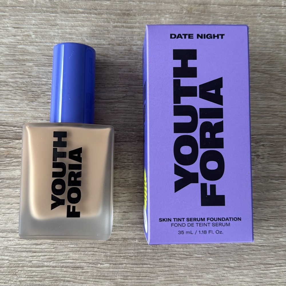 Youth Foria Date Night Skin Tint Serum Foundation #315 Light Medium-Medium NIB